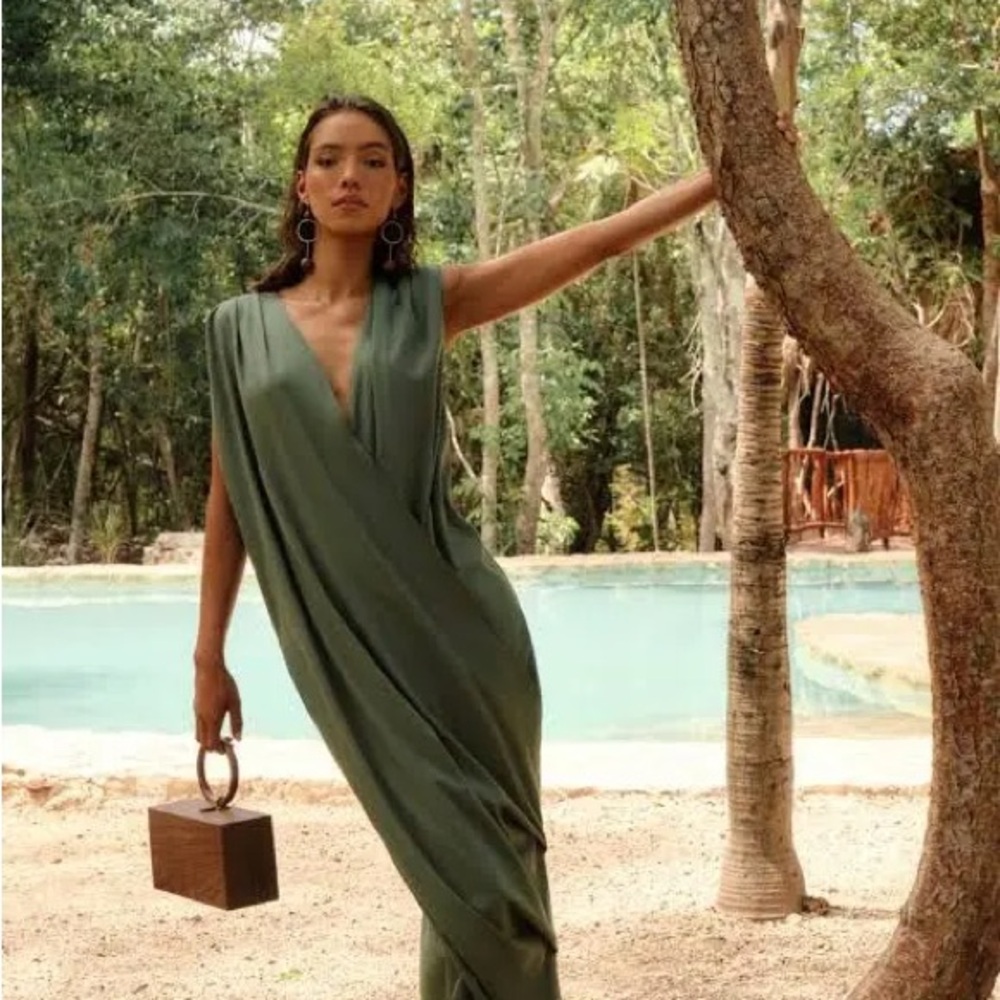 Andrea Iyamah Elegant Green Fabric